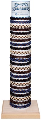 Leather With Block Pattern Slide-Knot Adj Bracelet Assorted W/Tube & Base