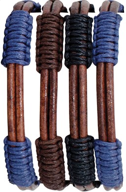 Leather With Woven Pattern Slide-Knot Adjustable Bracelet Assorted