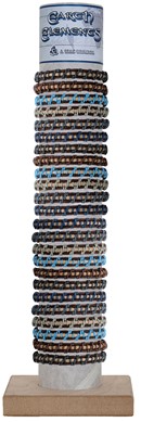 Leather W/Color Cord Wrap Pattern Slide-Knot Adj Bracelet Assorted W/Tube & Base