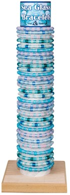 Glass Beads on White Cord Slide Knot Bracelet Assorted With Tube & Base