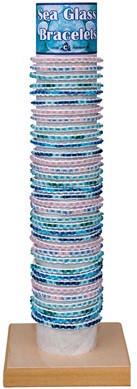 Small Glass Bead on White Cord Slide Knot Bracelet Assorted With Tube & Base