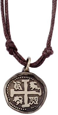 Cross Coin Pendant on Double Cord Necklace