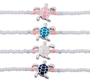Enamel Sea Turtle Pendant on Iridescent Seed Bead Necklace Assorted