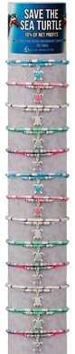 2 Strand Beaded With Turtle Pendant Bracelet Assorted With Tube & Base