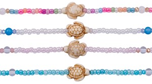 Iridescent Seed Bead With Small Howlite Turtle Necklace Assorted
