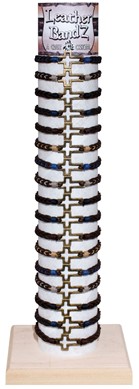 Leather And Twist Cord With Cross Pendant Adjustable Bracelet With Tube & Base