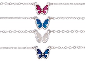Silver Enamel Floating Butterfly Pendant Anklet Assorted