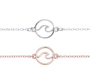 Silver & Rose Gold Circle Wave Pendant Anklet