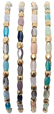 Facet And Gold Bead Elastic Bracelet Assorted