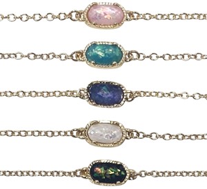 Small Sparkle Oval Glass Pendant On Gold Chain Bracelet Assorted