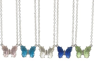 Glass Crystal Butterfly Necklace Assorted