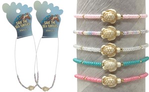 Smooth Bead With Mini Howlite Turtle Pendant Assorted Anklet