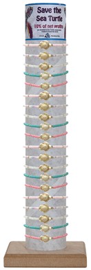 Smooth Bead W/Mini Howlite Turtle Pendant Slide Knot Bracelet Ass't Tube & Base