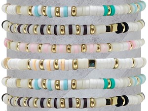 Clear Fimo And Gold Bead Stretch Bracelet Assorted