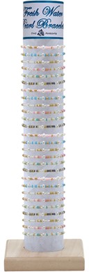 Color Bead with Freshwater Pearl Adj. Slide Knot Brac. Assorted W/Tube & Base