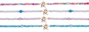 Iridescent Seed Bead With Small Howlite Starfish Necklace Assorted