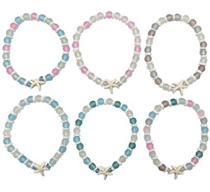 Sea Glass With Starfish Pendant Stretch Bracelet Assorted