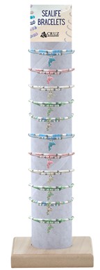 2 Strand Beaded With Dolphin Pendant Bracelet Assorted With Tube & Base