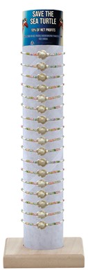 Mini H'Lite Sea Turtle With Colored Jap Seed Bead Anklet Assorted W/Tube & Base
