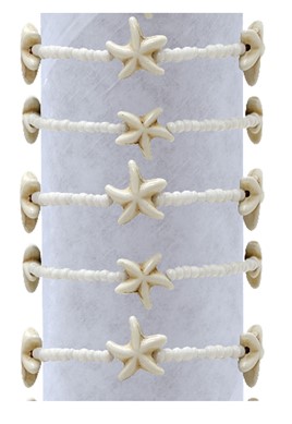 Howlite Starfish Seed Bead Adj. Bracelet