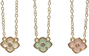 Gold Geometric Flower Enamel Necklace