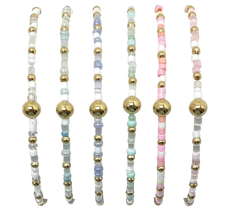 Elastic Asst'd Miyuki & Gold Elastic Bracelet BR0925-B