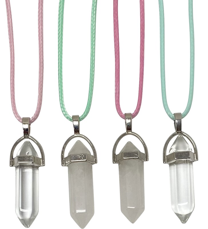 Quartz & Smokey Quartz Pendant On Cotton Cord Necklace NK6022-B