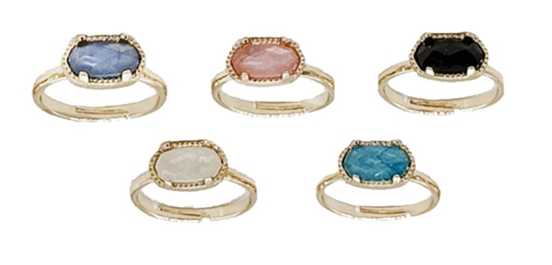 Oval Facet Cut Bead Adjustable Ring R0215