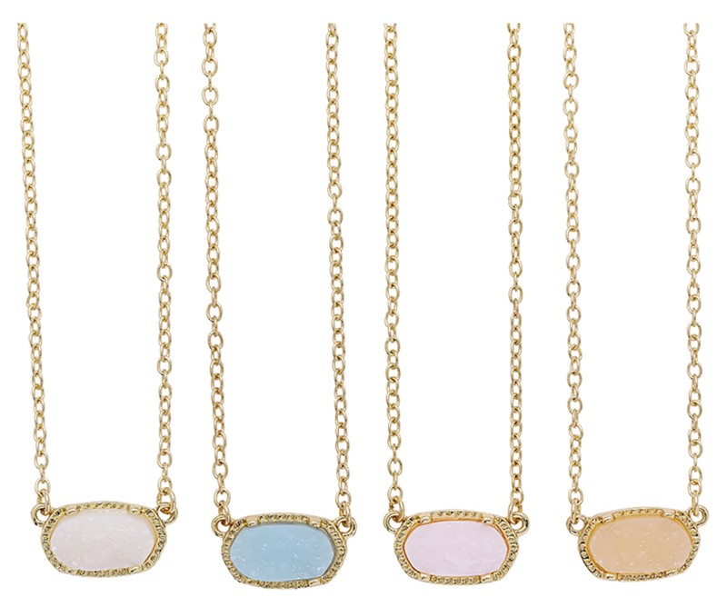 Oval Druze Pendant Necklace NK2698