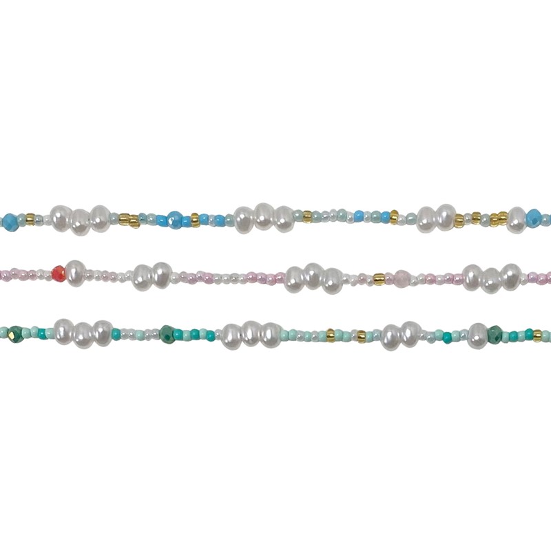 Multi Round Pearl Seed Bead Necklace NK1846