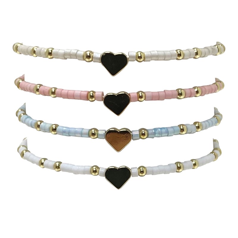 Adjustable Tube Bead with Heart Pendant Bracelet BR0944