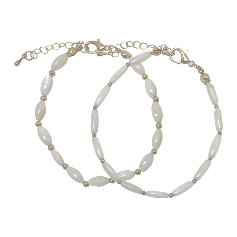 Oval Pearl Gold Bead Clasp Bracelet BR0946