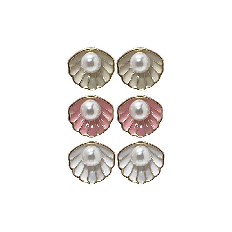 Enamel Open Clam Shell with pearl Pendant earrings ER2699