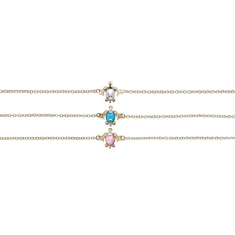 Diamond Cut Glass Turtle Pendant Anklet AK2695