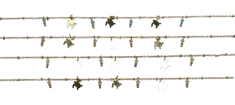 Sea Turtle & Facet Bead Anklet AK2424