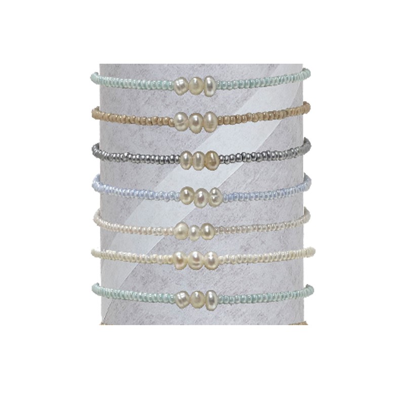 Adjustable 3 Mini Pearl - Seed Bead Bracelet BR0948
