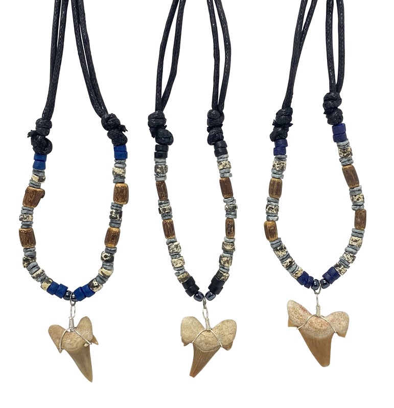 Adjustable Nito Wood with Large Shark Tooth Necklace ZNK1576-XLG