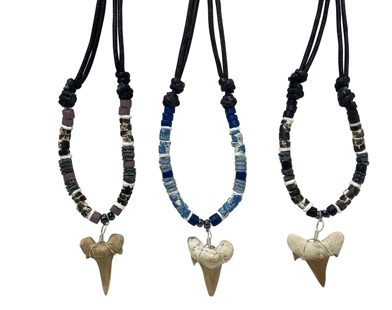 Adjustable SpeckleBead with Large Shark Tooth Necklace ZNK1577-XLG