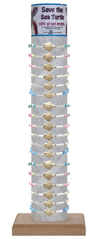 Elastic Fimo Disc with Turtle Pendant Bracelet with Tube & Base BR0929 - TUBE