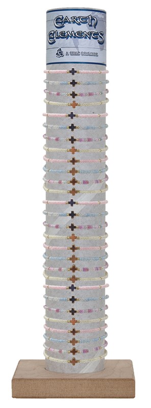 Iridescent Bead with Mini Cross Pendant Bracelet with Tube & Base BR1847 - TUBE