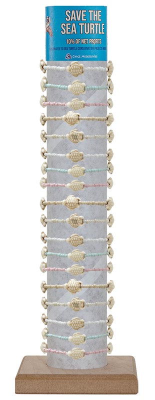 Adjustable 3 Howlite Turtle & Seed Bead Bracelet with Tube & Base BR1845-TU-TUBE