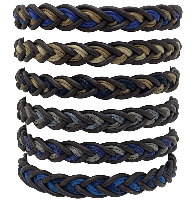 Leather with 2 Cord Twist Design Bracelet ZBR0344