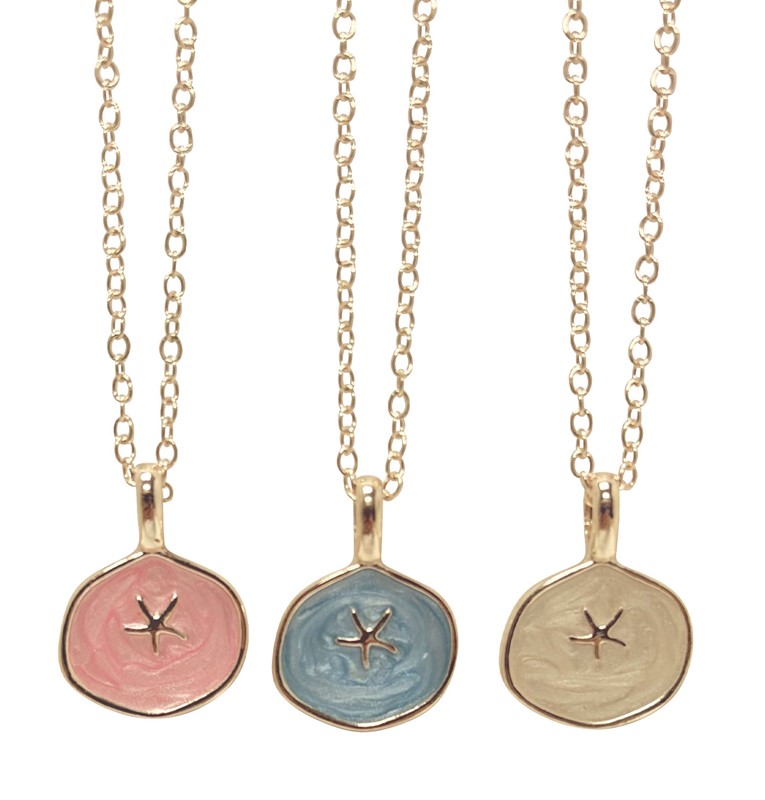 Rose Gold Swirl Enamel Star Fish Pendant Necklace NK2702-SF