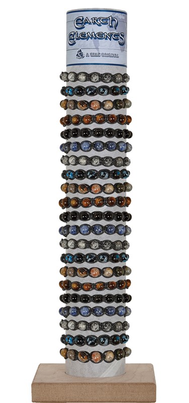 	8MM Stone on Wax Cord Adjustable Slide Knot Bracelet Assorted with Tube & Base ZBR5916-TUBE