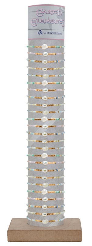 2mm Bead with Freshwater Pearl Adjustable Bracelet with Tube and Base BR1848 - TUBE