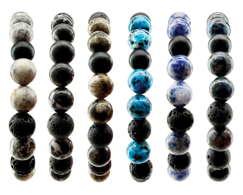 Elastic Lava and Stone Bead Bracelet ZBR0321