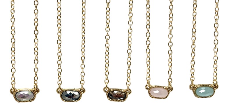 Mini Oval Facet Bead Pendant Necklace NK2710