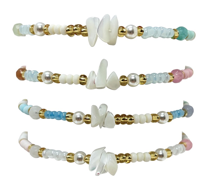 Adjustable Seed Bead and Chip Bracelet BR0978