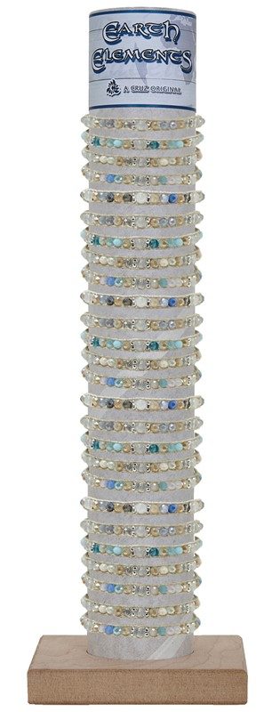 Adjustable Facet and Silver Bead Natural Cord Bracelet with Tube and Base BR0899-TUBE