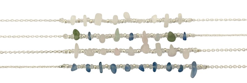Chip Bead Pattern Silver Chain Anklet AK2425